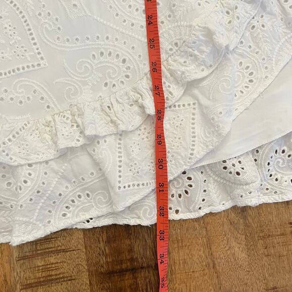 Encantadore Sarong Wrap Skirt Medium Eyelet Embroidered White Coverup Beach Pool - Picture 15 of 16